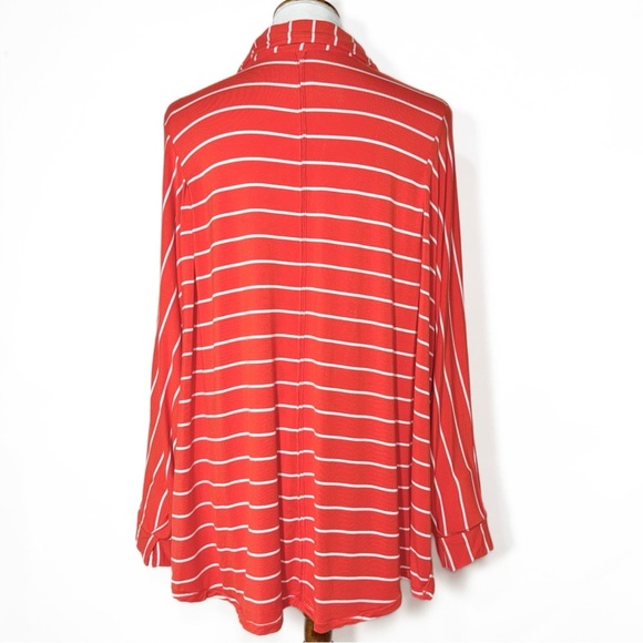 Free People Orange Stripe Dolman Sleeve Surplice V Neck Knit Relaxed Tunic Top L - Picture 6 of 12